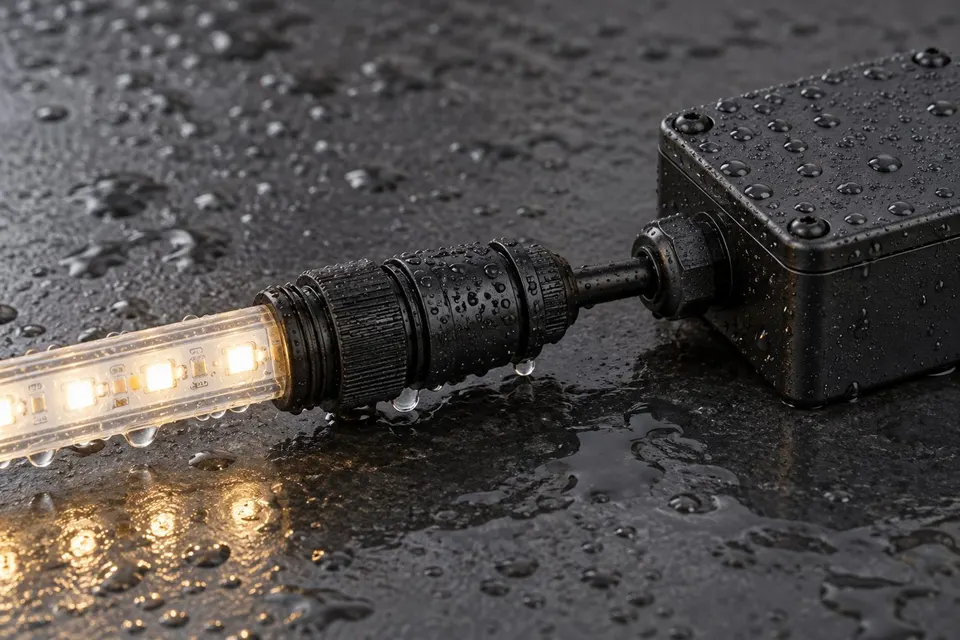Waterproof connector and control box (illustration)