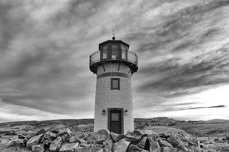 Lighthouse in black and white